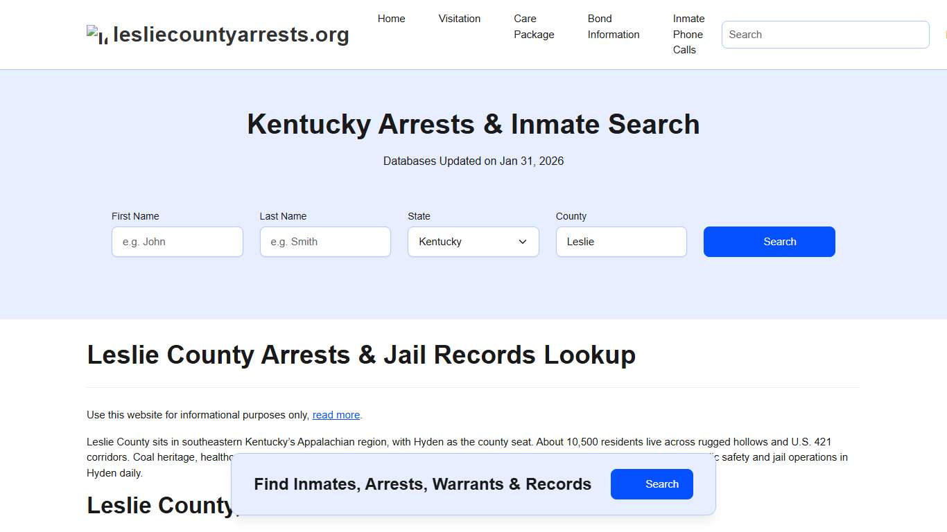 Leslie County, KY Arrests, Warrants, Police Records Search